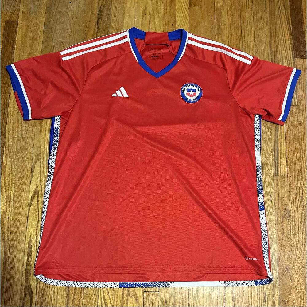 Adidas Chile 2022 World Cup Home Red Soccer Jersey Kit Mens 3XL